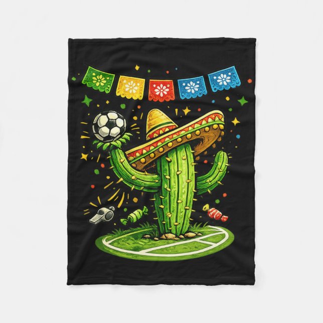 Cobertor De Velo Arte de Fã - Cacto e Futebol México  (Frente)
