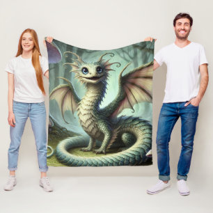 Cobertor De Velo Arte de Fantasia Criatura Fofa Dragão Jabberwocky