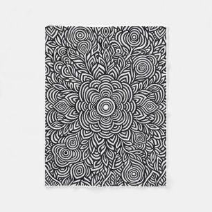 Cobertor De Velo Arte de Fleece com Padrão Abstrato Denso Preto e B