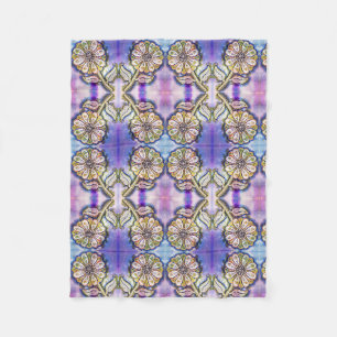 Cobertor De Velo Arte de flor aquática em azul