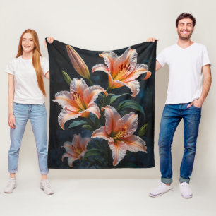 Cobertor De Velo Arte de Flor de Lírio Elegante – Impressões Premiu