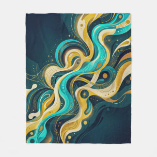 Cobertor De Velo Arte de Fluxo Abstrato Elegante em Turquesa e Dour