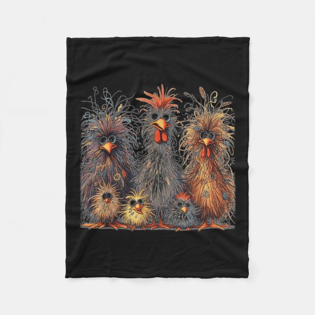 Cobertor De Velo Arte de Frango Engraçado Colorida (Frente)