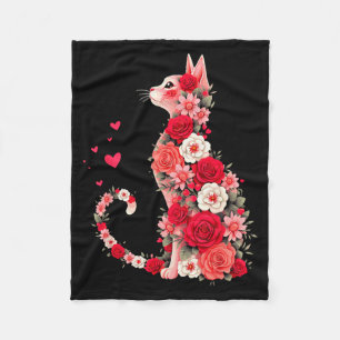 Cobertor De Velo Arte de Gato Floral Fofo para Proprietários de Gat