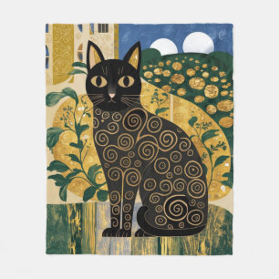 Cobertor De Velo Arte de Gato Preto Decorativo Dourado no Estilo Gu