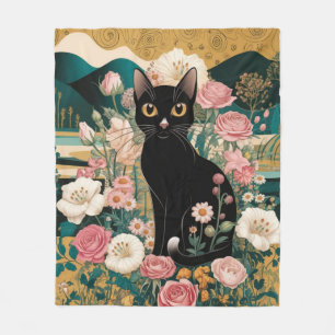 Cobertor De Velo Arte de Gato Preto Decorativo Dourado no Estilo Gu