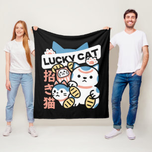 Cobertor De Velo Arte de Gato Sortudo – Maneki Neko com Moeda de Ou