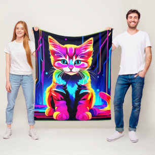 Cobertor De Velo Arte de Gato Vibrante