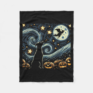 Cobertor De Velo Arte de Halloween Estrelado Noite Arte Céu Cachorr