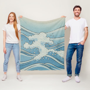 Cobertor De Velo Arte de Impressão de Onda do Oceano – Estilo Japon