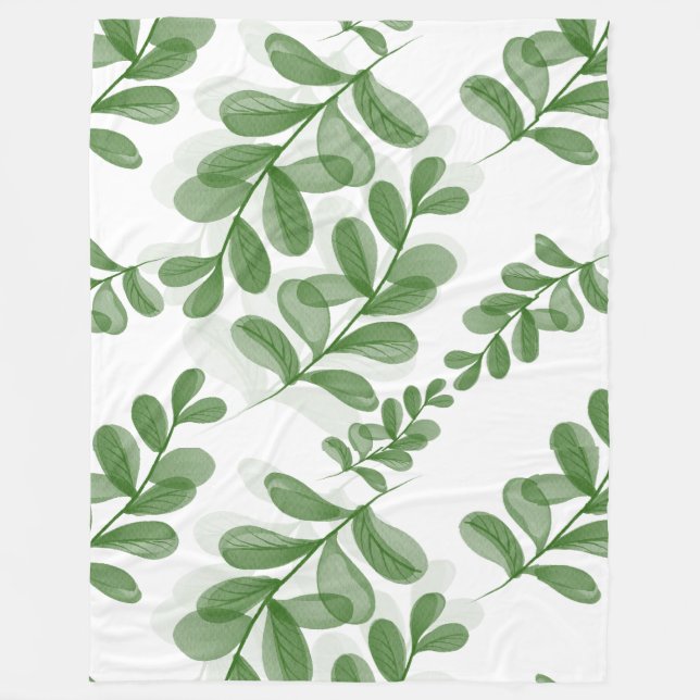 Cobertor De Velo Arte de Padrão de Folha Verde (Frente)