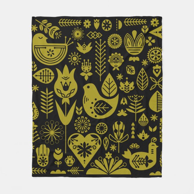 Cobertor De Velo Arte de Padrão Folclórico Escandinavo Nórdico (Frente)