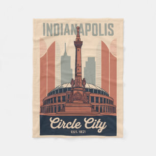 Cobertor De Velo Arte de Paisagem Urbana Retro de Indianapolis Indi