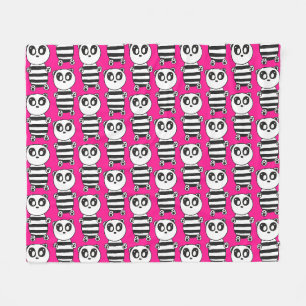 Cobertor De Velo Arte de Panda Preto e Branco Divertida