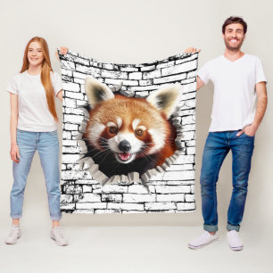 Cobertor De Velo Arte de Panda Vermelho 3D na Parede – Safari Reali