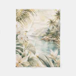 Cobertor De Velo Arte de Parede Aquarela Tropical de Luxo Costeira 