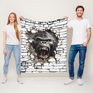 Cobertor De Velo Arte de Quebra de Parede 3D de Gorila – Safari Rea