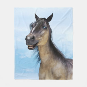 Cobertor De Velo Arte de retrato de cavalo com sorriso engraçado