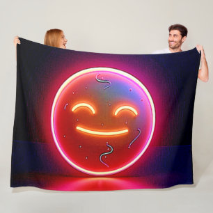 Cobertor De Velo Arte de Rosto Feliz com Brilho Neon