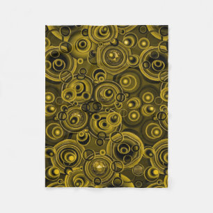 Cobertor De Velo Arte de vórtice espiral dourado e preto complexo F