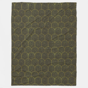 Cobertor De Velo Arte Deco Em Dourado E Preto