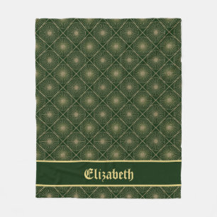 Cobertor De Velo Arte Deco Pessoalizado Glam Dourado e Verde