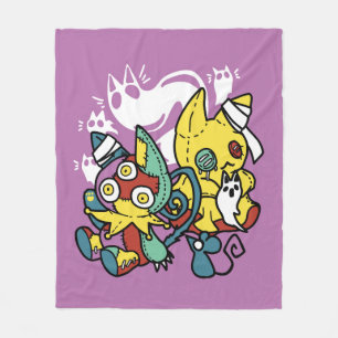 Cobertor De Velo Arte do Dia das Bruxas de Gatos Cerrantes: Assusta