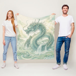 Cobertor De Velo Arte em Aquarela do Dragão Raposa Místico (2)