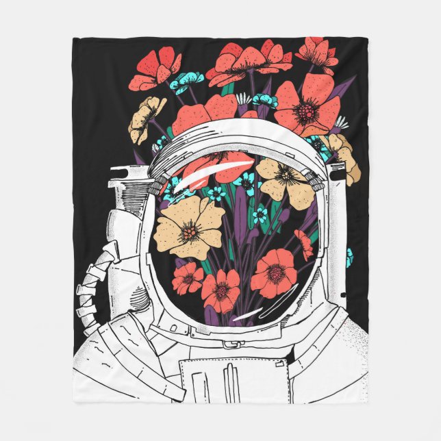 Cobertor De Velo Arte espacial floral de astronauta (Frente)