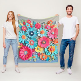 Cobertor De Velo Arte Floral em Papel Colorido