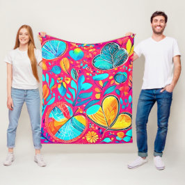 Cobertor De Velo Arte Floral Vibrante