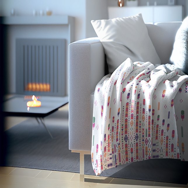 Cobertor De Velo Arte Folclórica Tribal Em Padrão Estruturado (Tribal Folk Art In Structured Pattern Fleece Blanket)