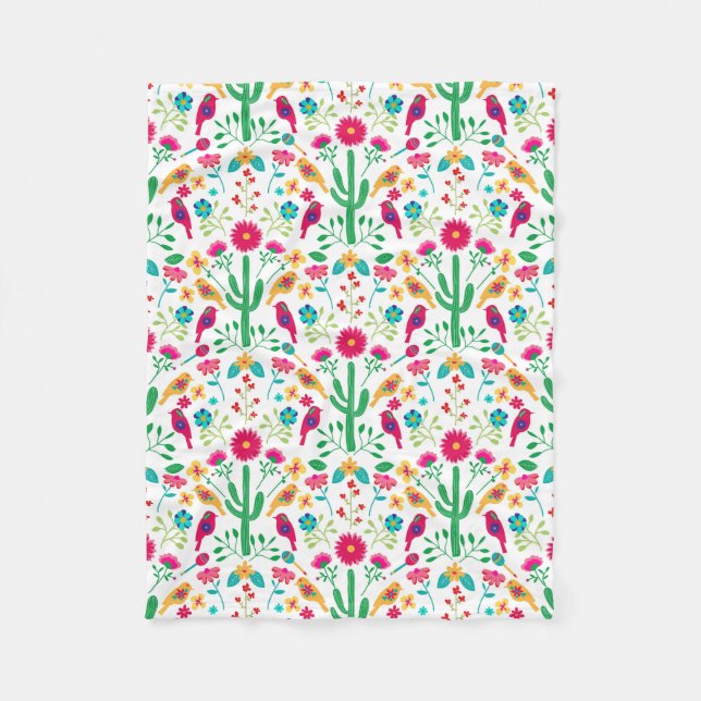 Cobertor De Velo Arte Folclórico Floral Tradicional Mexicano Cores  (Frente)