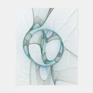 Cobertor De Velo Arte Fracional Abstrata Moderna Azul Turquesa Cinz