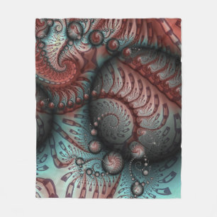 Cobertor De Velo Arte fractal de fantasia vívida abstrata marrom az