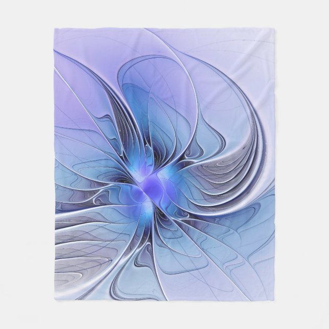 Cobertor De Velo Arte fractal moderna abstrata azul lavanda (Frente)