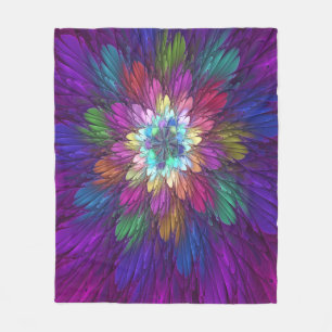 Cobertor De Velo Arte frontal Abstrato de Flor Psicodélica Colorida