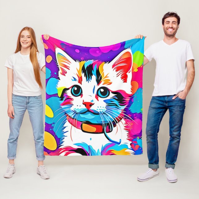 Cobertor De Velo Arte Gatinho Colorida (In Situ)