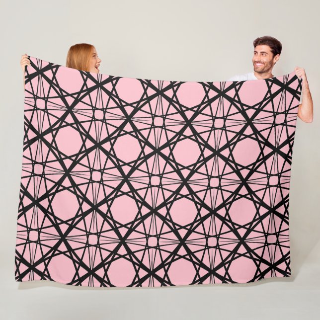 Cobertor De Velo Arte Geométrica Preta e Rosa (In Situ)