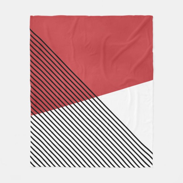 Cobertor De Velo Arte geométrica simples, branca e vermelha (Frente)