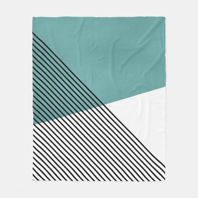Cobertor De Velo Arte geométrica simples de preto, branco e turques (Frente)