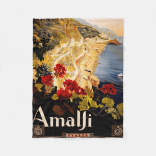 Cobertor De Velo Arte Gráfico de Poster de Viagem Vintage Amalfi It