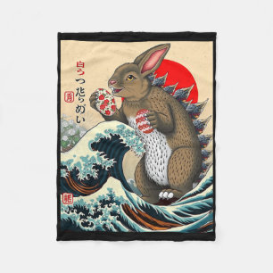 Cobertor De Velo Arte japonesa Bunnyzilla Coelho engraçado Páscoa