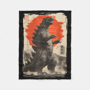 Cobertor De Velo Arte Japonesa Rara Retro Clic Kaiju Gigante