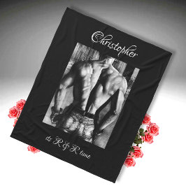 Cobertor De Velo Arte Masculina de Costas em Jeans Nome, Legenda em