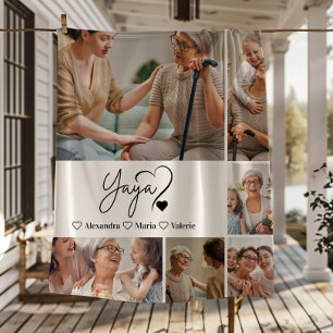 Cobertor De Velo Arte Minimalista de 6 Fotos Personalizadas da Vovó
