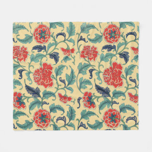Cobertor De Velo Arte Nova Antiga Chinoiserie Floral Vermelho Chinê
