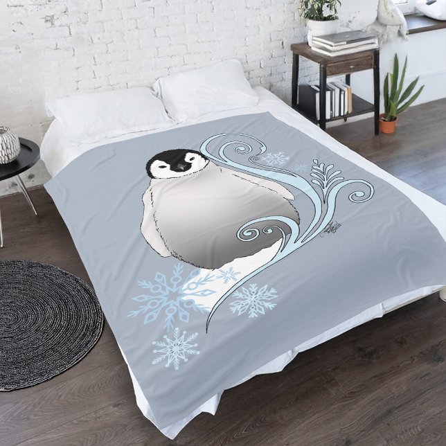 Cobertor De Velo Arte Nova de Pinguim de Inverno Caprichoso Flocos  (Criador carregado)