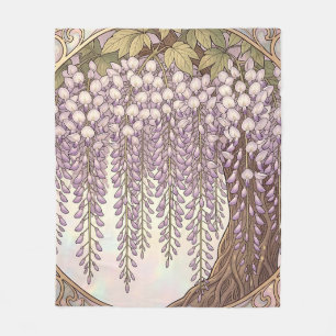 Cobertor De Velo Arte Nova Moldura Dourada Floral Wisteria