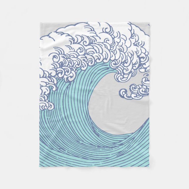 Cobertor De Velo Arte Oceânica Onda Surf Japonês (Frente)